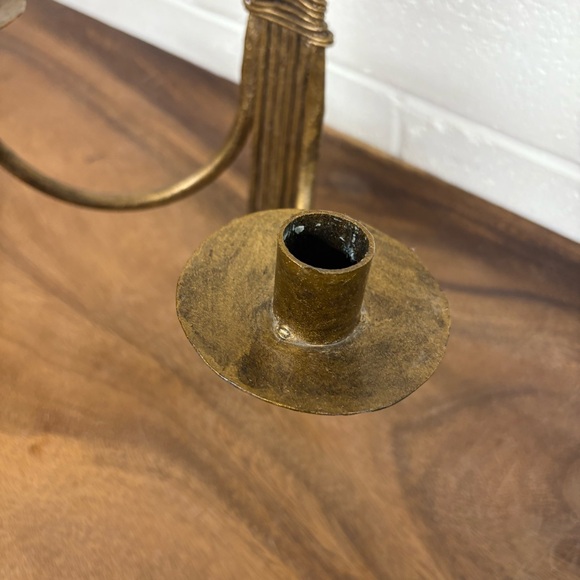 Vintage Brass Cattails Wall Double Candle Holder Sconce - Picture 5 of 10